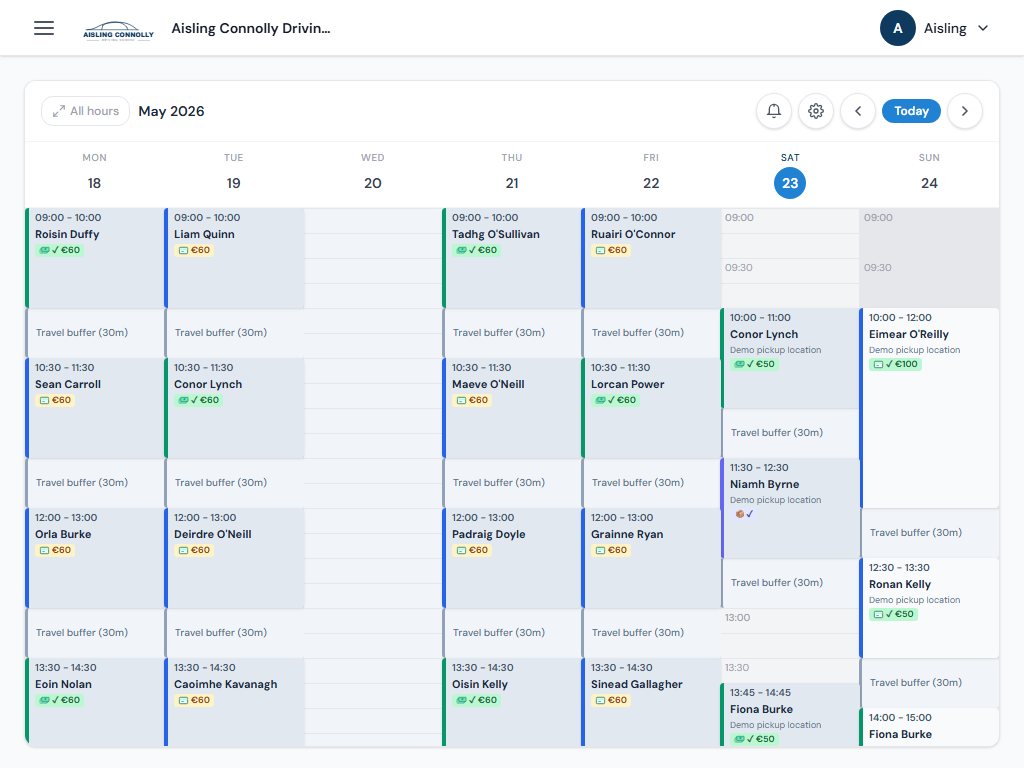 Week calendar in RoadLy